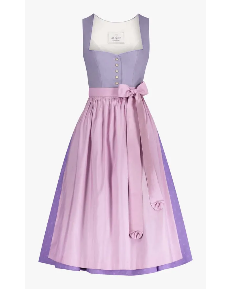 Silk & Pearls Midi-Dirndl mit Seidenschürze Violett