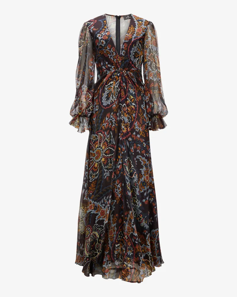 Etro Maxi-Seidenkleid Blau