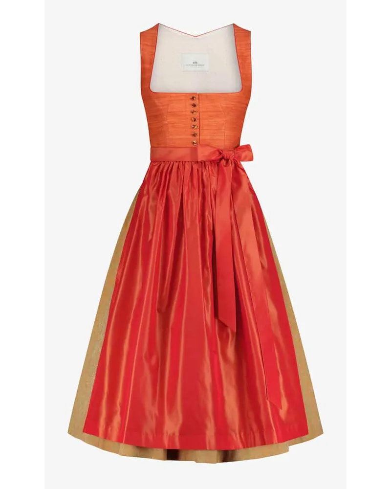 Lodenfrey Midi-Dirndl mit Seidenschürze Orange