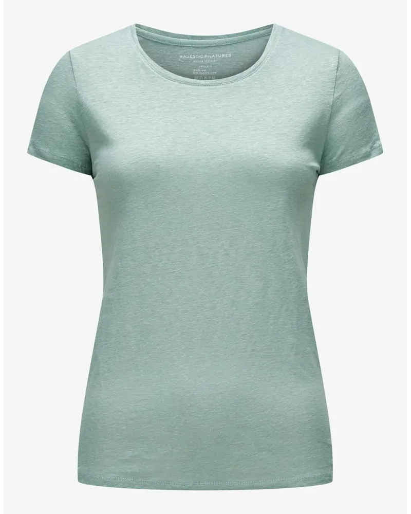 Majestic Leinen T-Shirt Blau