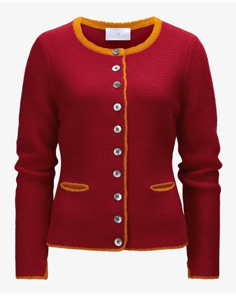 Lodenfrey Trachten-Cashmere-Strickjacke Rot