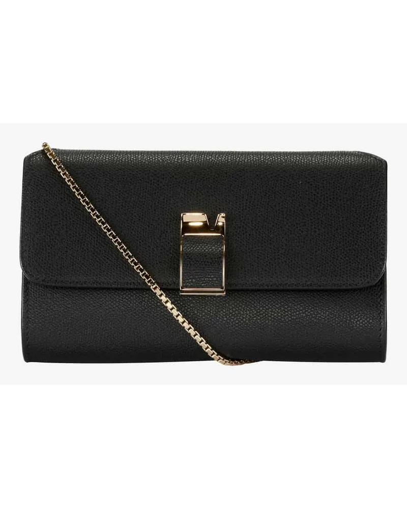 Valextra Nolo Wallet on Chain Clutch Schwarz