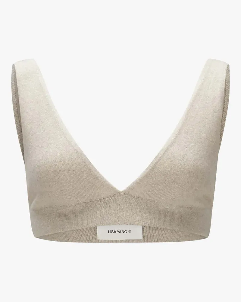 Lisa Yang Capucine Sparkle Cashmere-Bustier-Top Beige