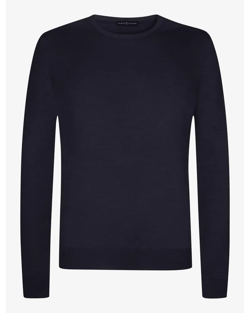 Manrico Cashmere Cashmere-Pullover Blau