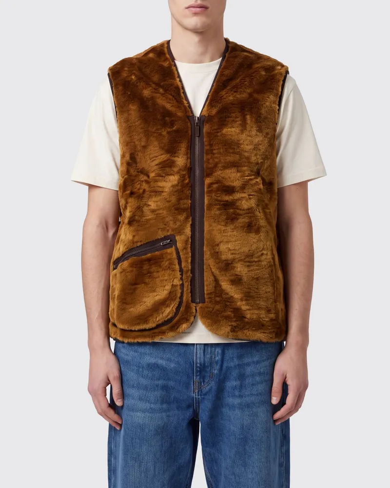 Barbour Warm Utility-Weste aus Fleece von mit V-Ausschnitt und Reißverschlusstaschen Braun