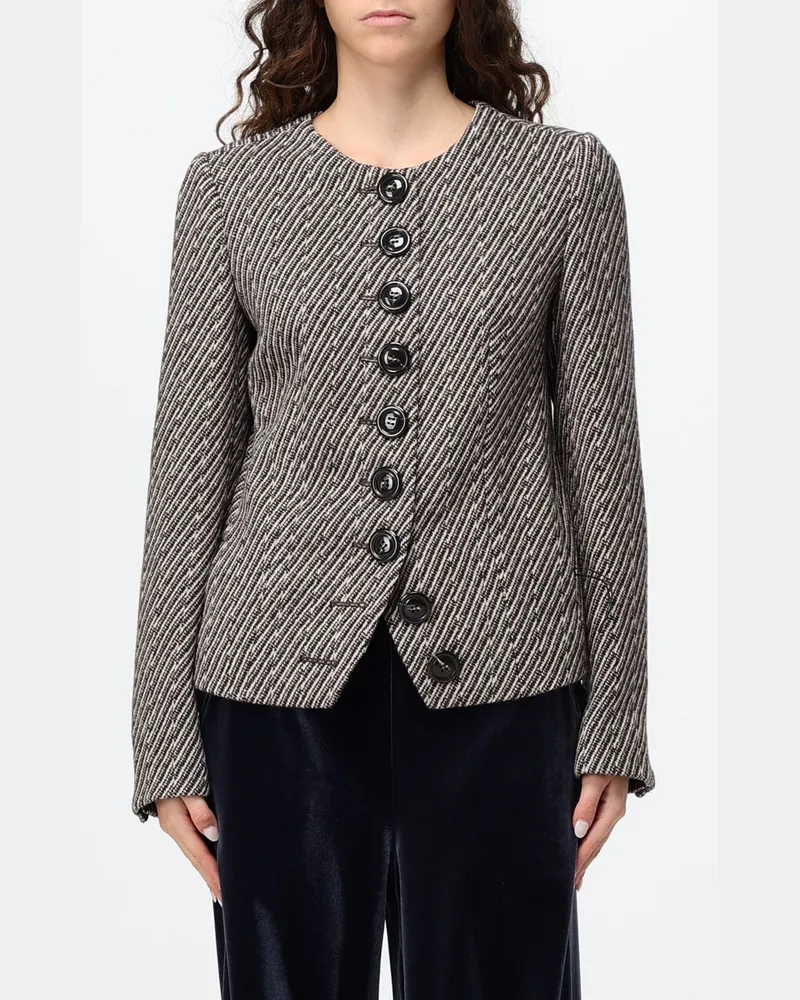 Emporio Armani Kurzer Blazer mit Regimentsstreifen aus Schurwolle mit Rundhalsausschnitt Bunt