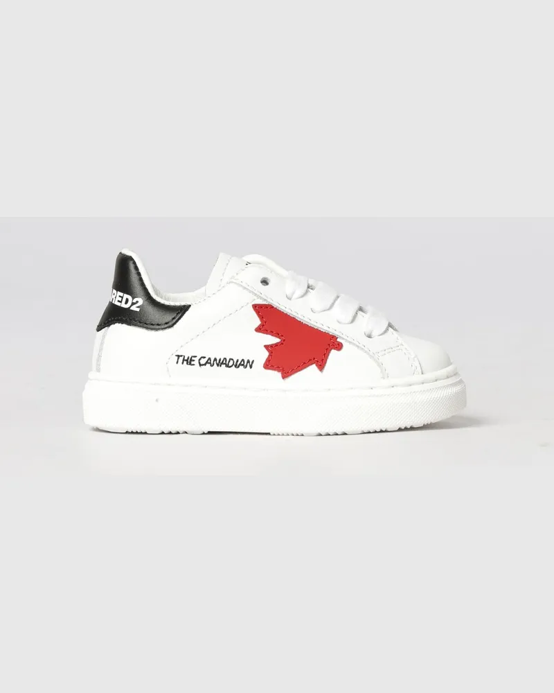 Dsquared2 Low-Top-Sneakers für Jungen aus Kalbsleder mit Logo-Print Weiß