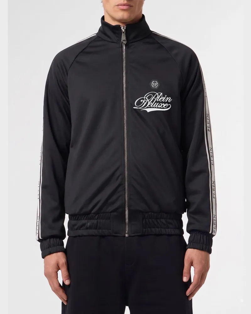 Philipp Plein Polyester Bomberjacke mit Logo Schwarz
