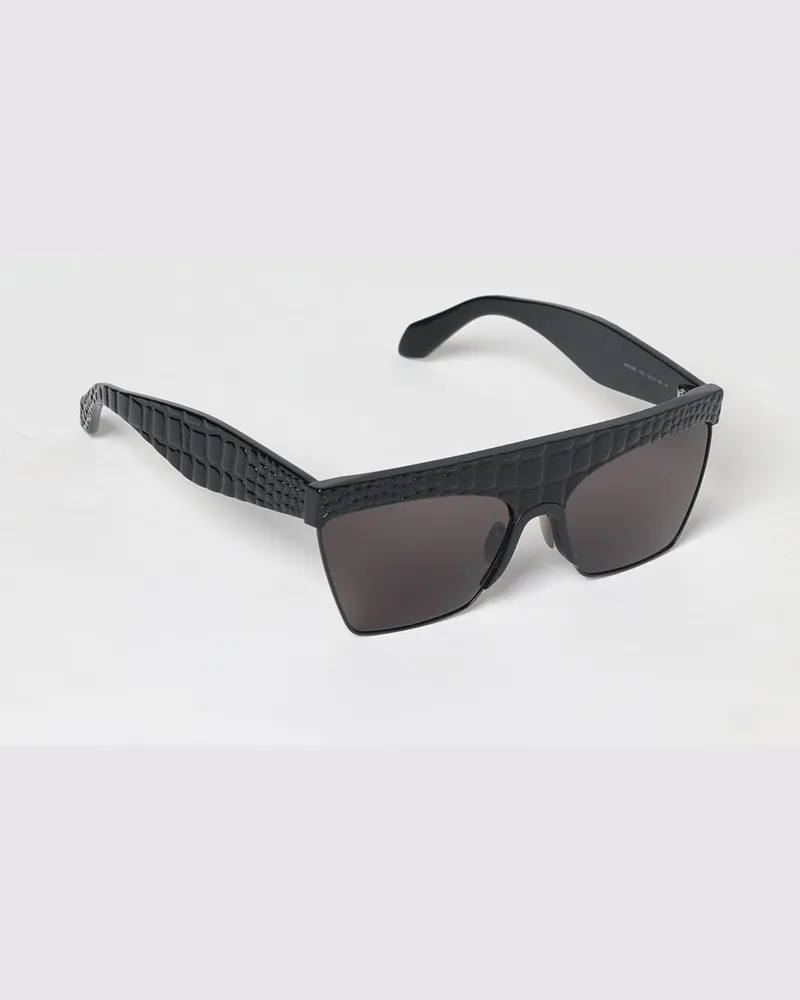 Alaïa Rechteckige Sonnenbrille von aus Acetat mit Kroko-Muster Schwarz