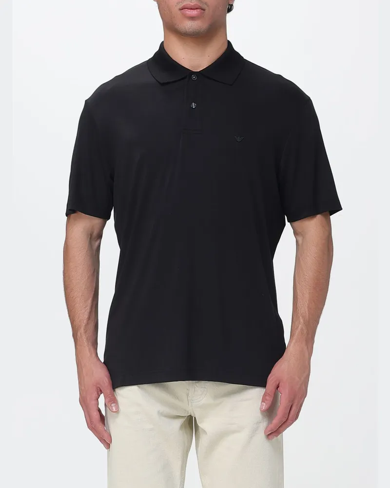 Emporio Armani Polohemd aus Seidenmischung Schwarz