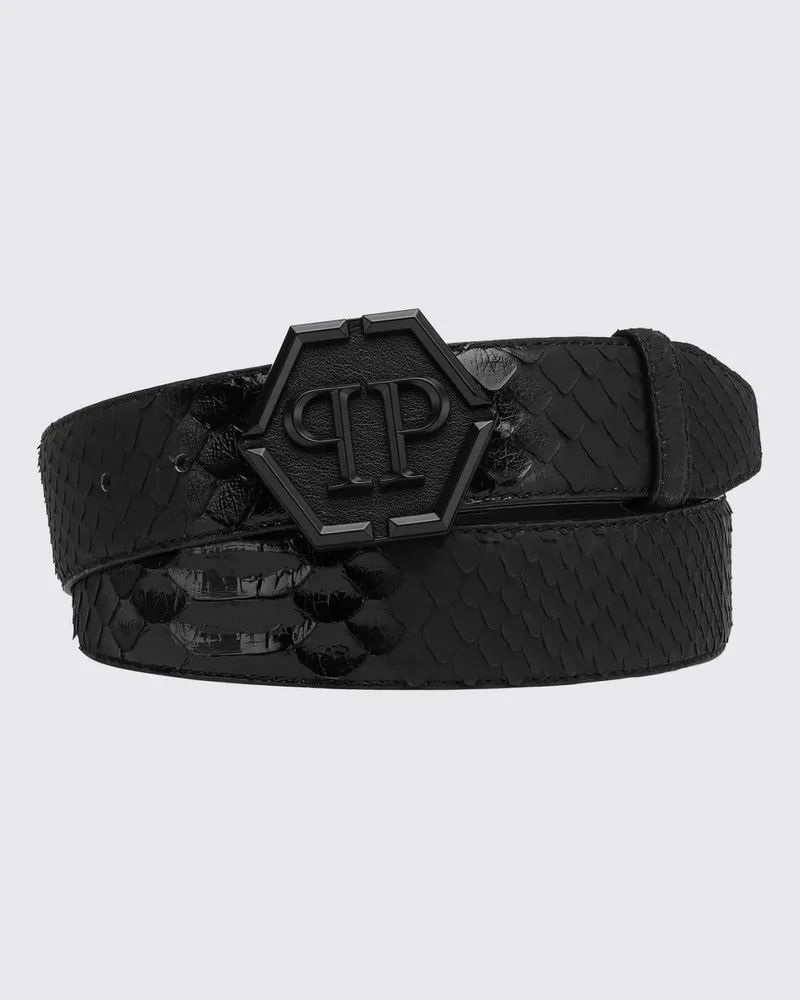 Philipp Plein Gürtel aus Pythonleder Schwarz