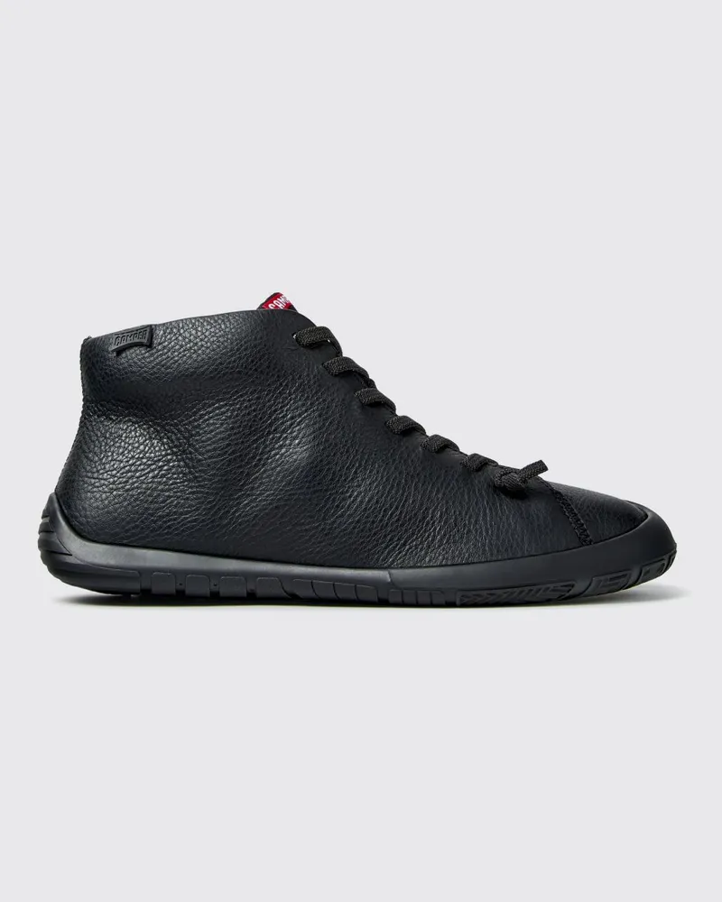 Camper Peu Path+ High-Top-Sneaker von aus genarbtem Leder mit elastischen Schnürsenkeln Schwarz