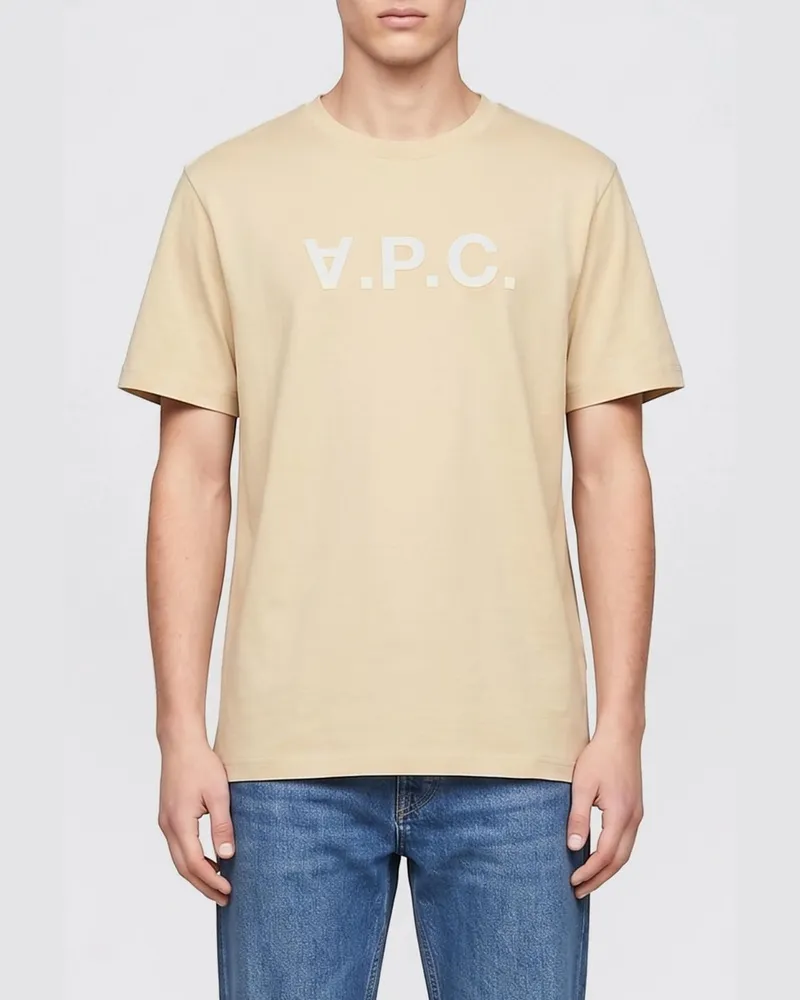 A.P.C. T-Shirt aus Bio-Baumwolle mit Logo Beige