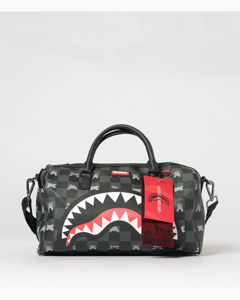 Sprayground Reisetasche aus beschichteter Saffiano-Baumwolle mit Karomuster und Logo Schwarz