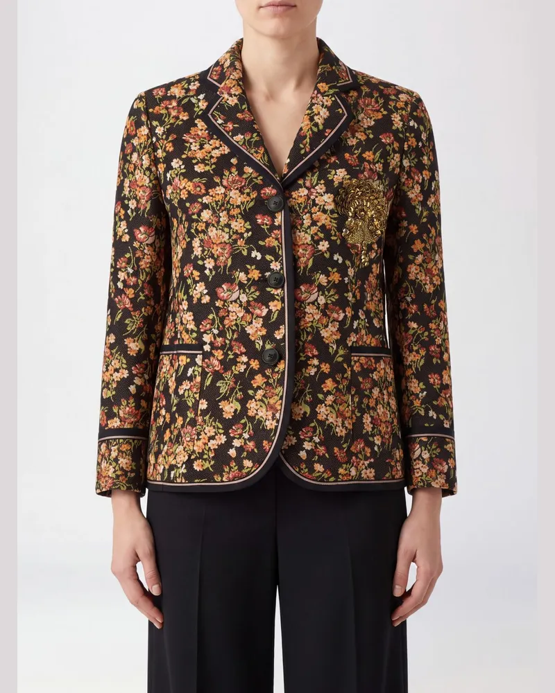 Dries van Noten Blazer aus Baumwollmischung mit Blumenstickerei und Pailletten Bunt