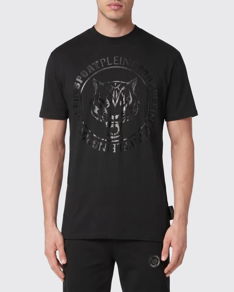 Philipp Plein Slim Fit Baumwoll-T-Shirt mit Grafikdruck und Ton-in-Ton-Logo Schwarz