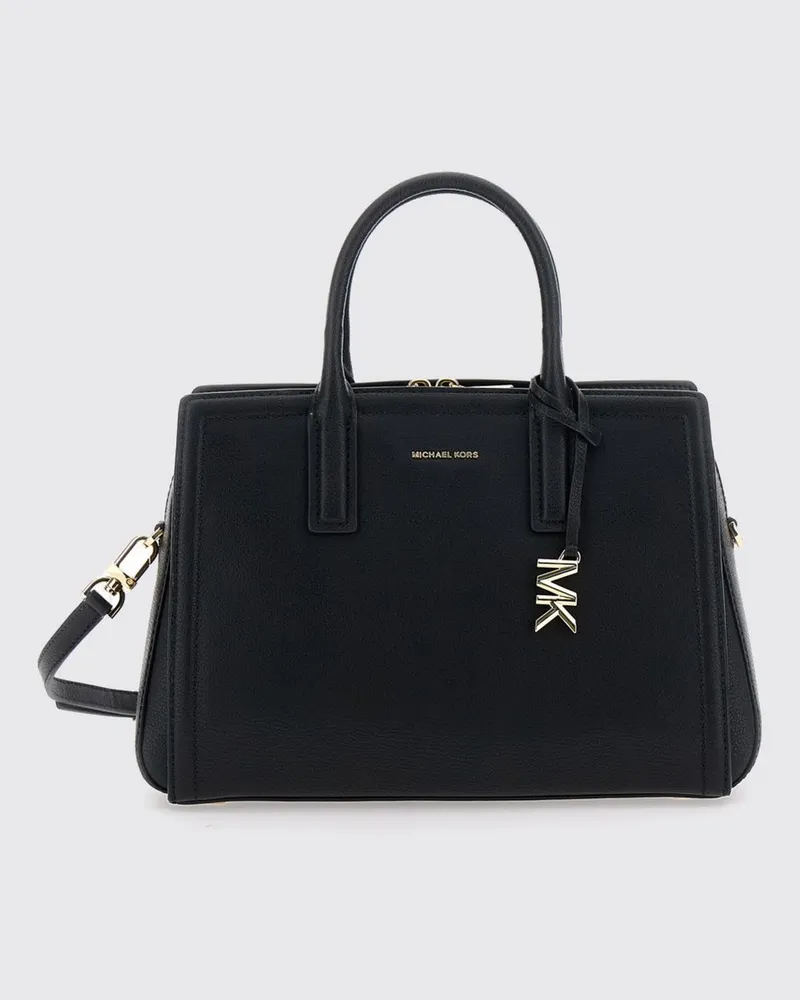 Michael Kors Laila Handtasche aus genarbtem Leder mit doppeltem Griff und Riemen Schwarz