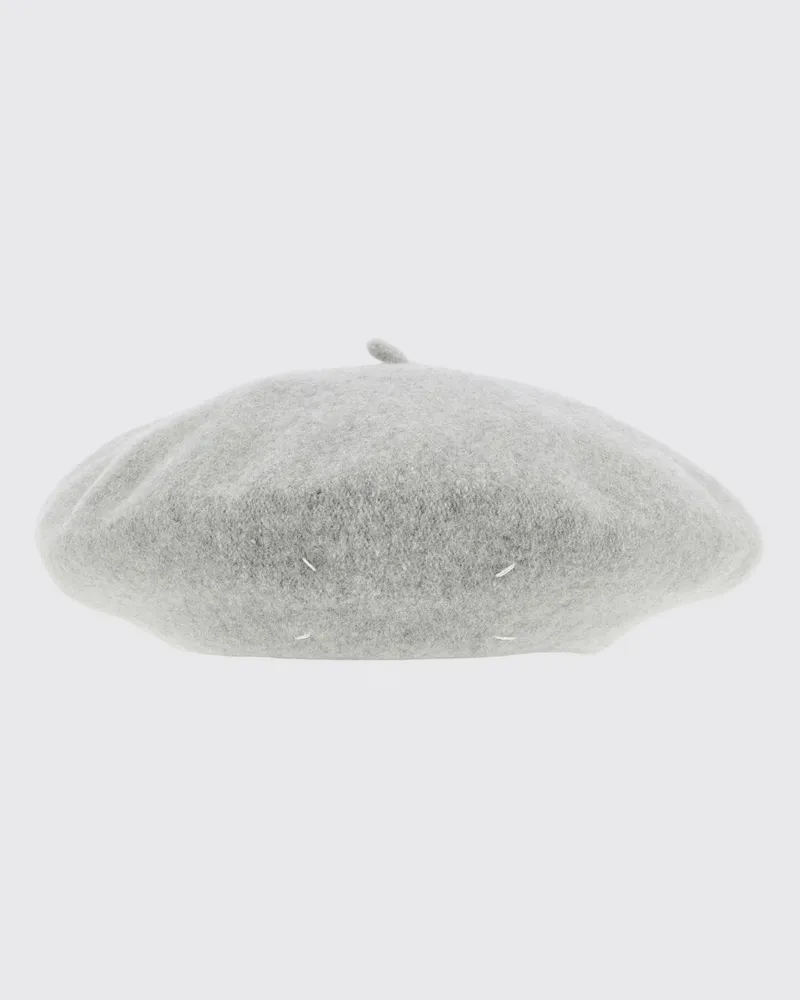 Maison Margiela Baskenmütze aus reiner Wolle mit den ikonischen Four Stitches Grau