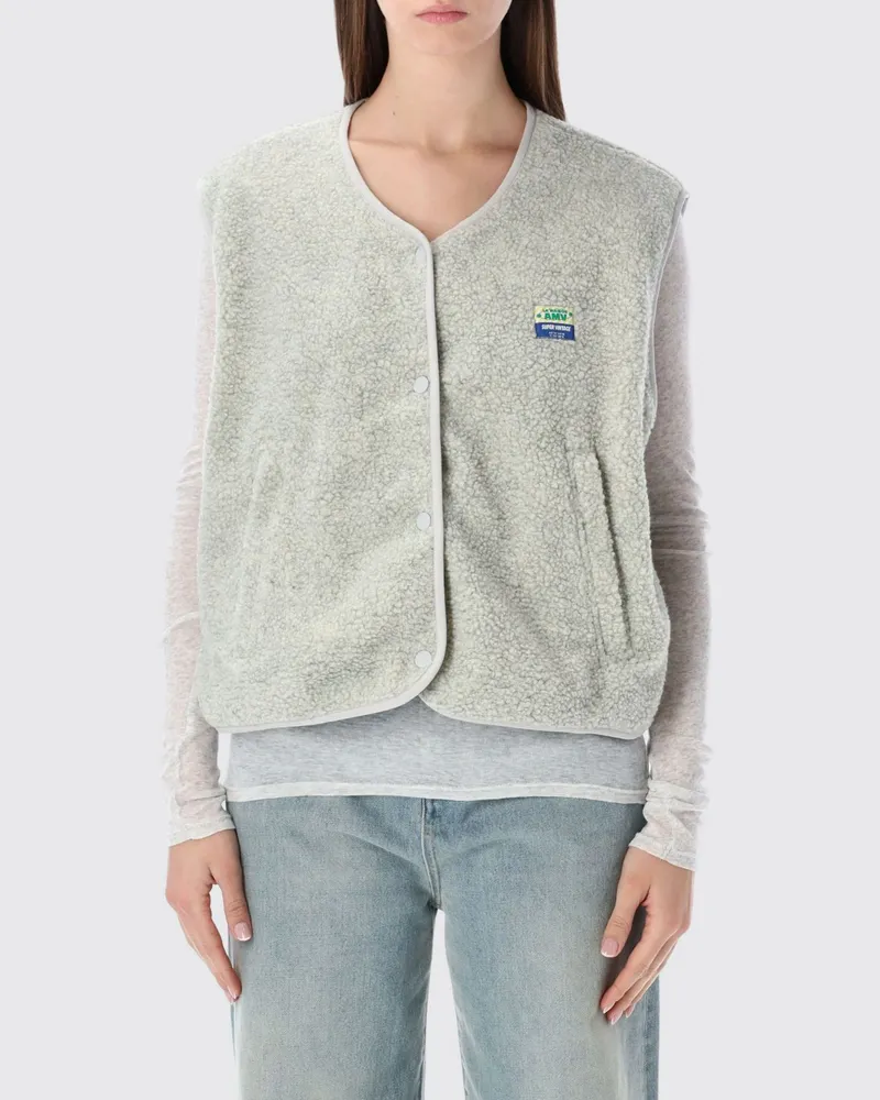 American Vintage Gepolsterte Fleece-Weste von mit Rundhalsausschnitt und Taschen Ice