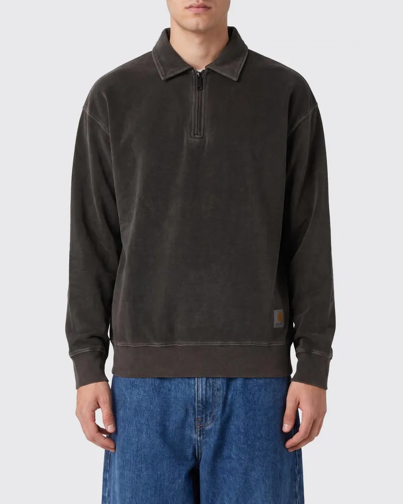Carhartt WIP Langärmeliges Poloshirt aus Baumwolle mit Reißverschluss Tabak