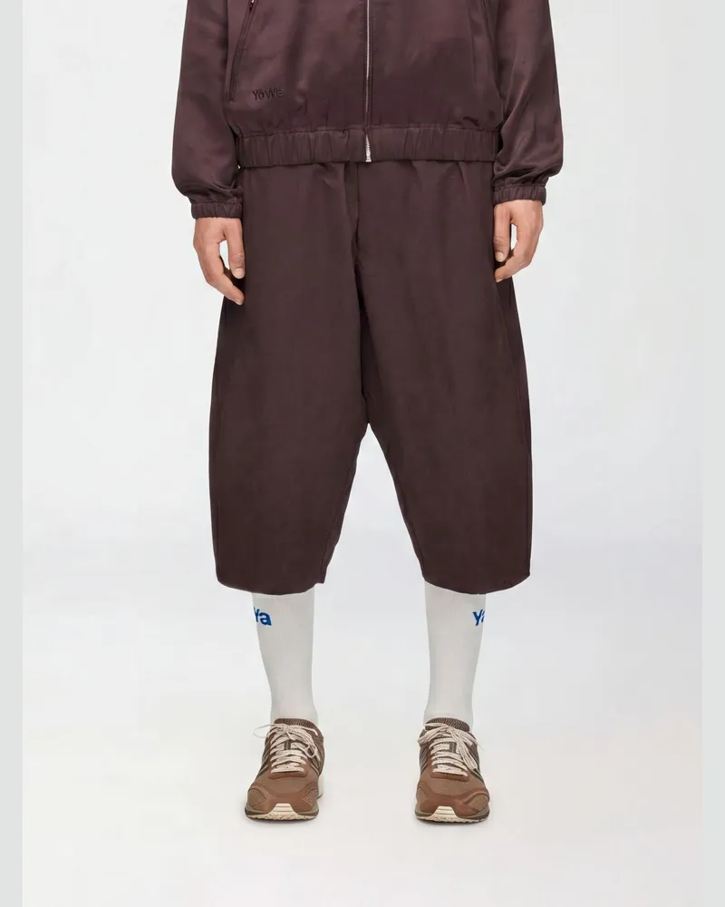 Wales Bonner Gestreifte Chino-Shorts x adidas Originals aus Nylon mit Kordelzug Kaffee