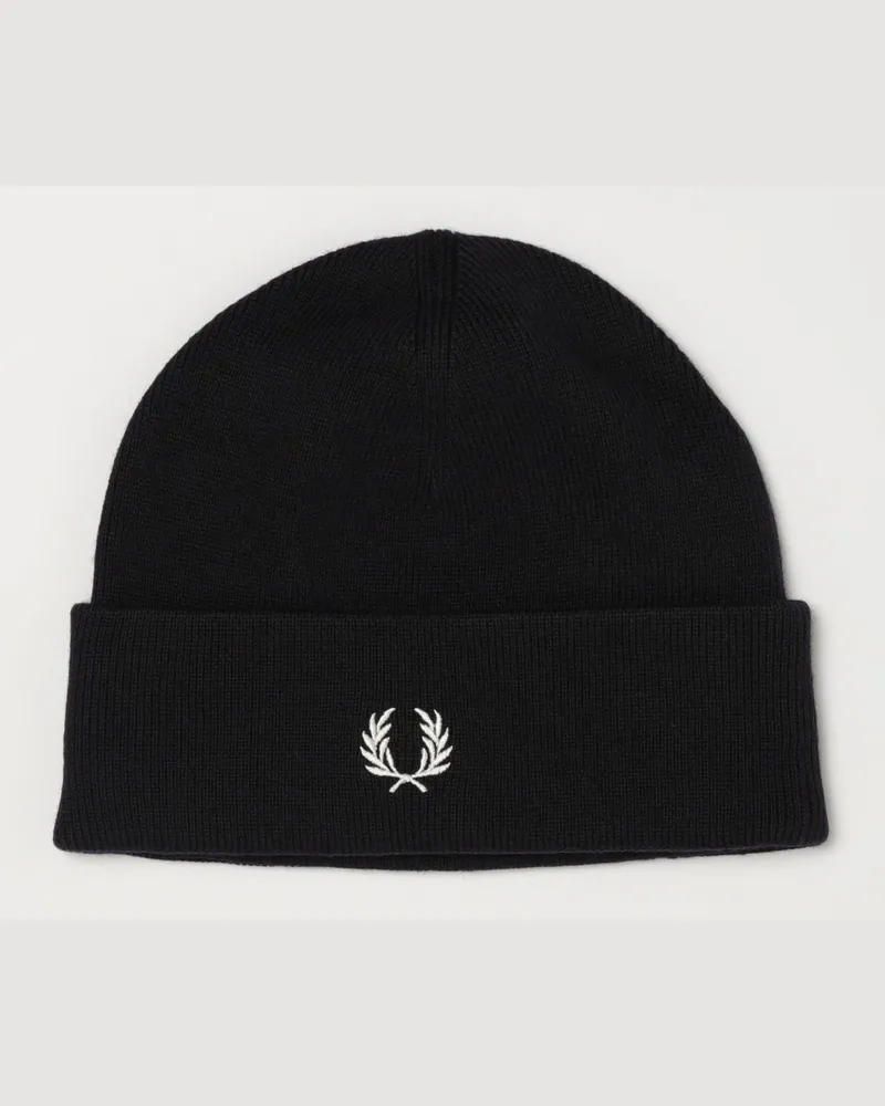 Fred Perry Beanie aus Woll-Baumwoll-Mischung mit gesticktem Logo Navy