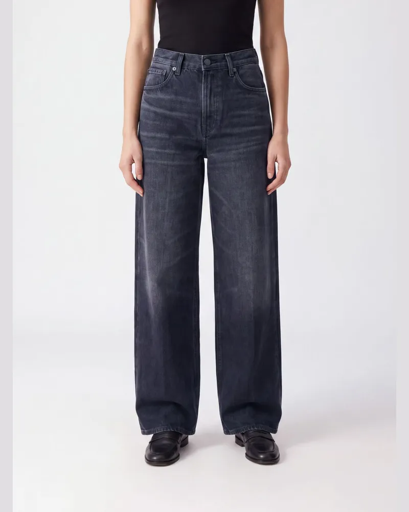 Haikure Earl Wide-Leg Jeans mit mittlerer Leibhöhe von aus Denim im Five-Pocket-Design Schwarz