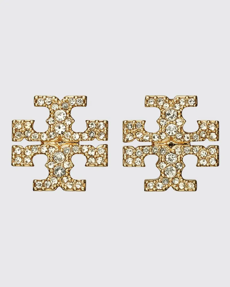 Tory Burch Icon Pavé-Kristall-Ohrstecker aus Messing mit Double T-Logo Stahl