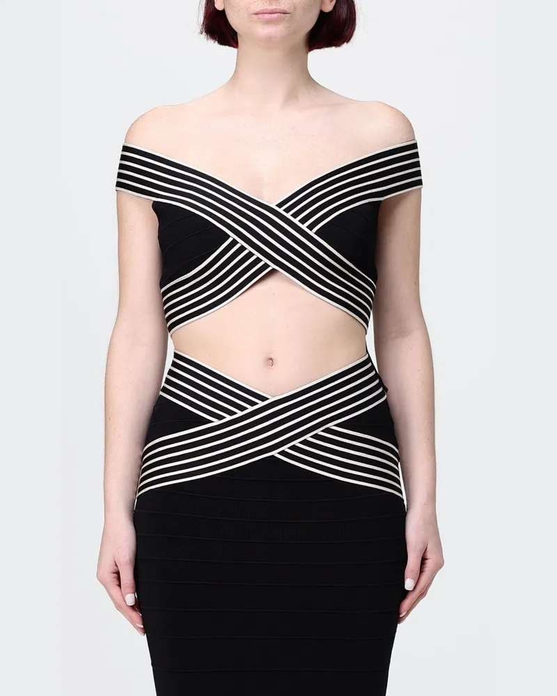 Elisabetta Franchi Cropped Fit Jersey-Top Schwarz