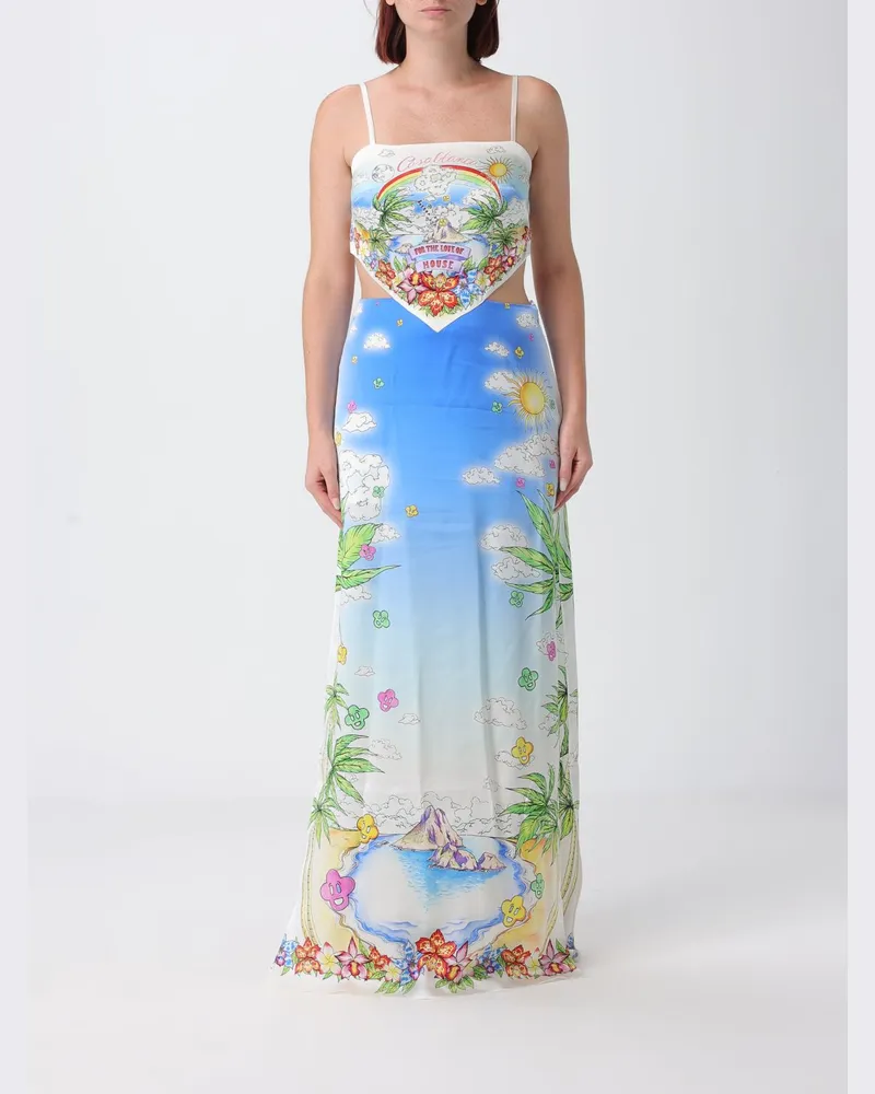 Casablanca Paris Asymmetrisches Mini-Seidenkleid mit Grafik-Print und Neckholder Bunt