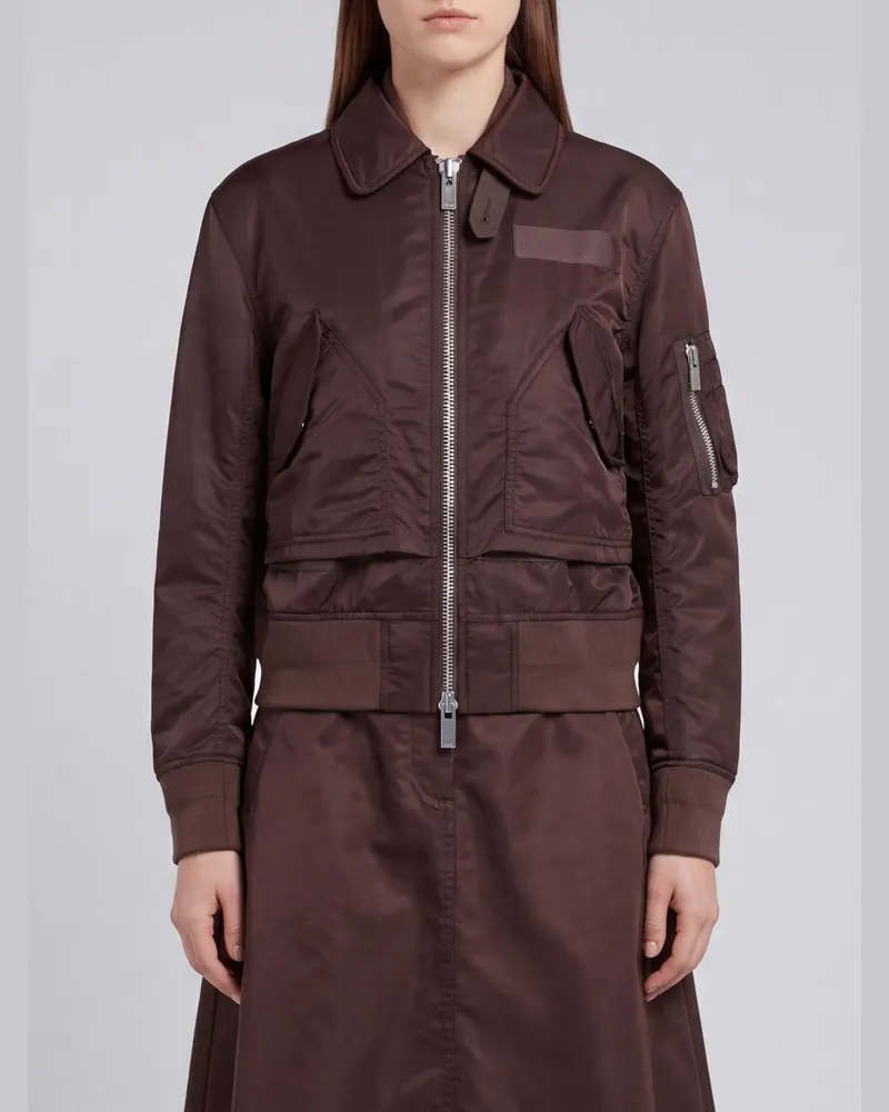 Sacai Bomberjacke aus Baumwollmischung mit klassischem Kragen und Reißverschluss Braun
