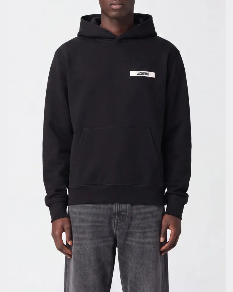 Jacquemus Kapuzenpullover aus Baumwolle mit Logo in Relaxed Fit Passform Schwarz