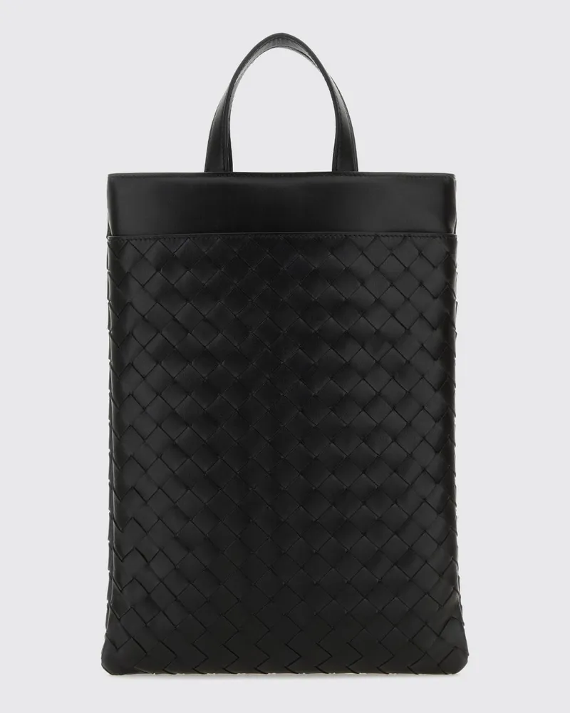 Bottega Veneta Laptoptasche aus Kalbsleder mit Intrecciato-Flechtmuster Schwarz