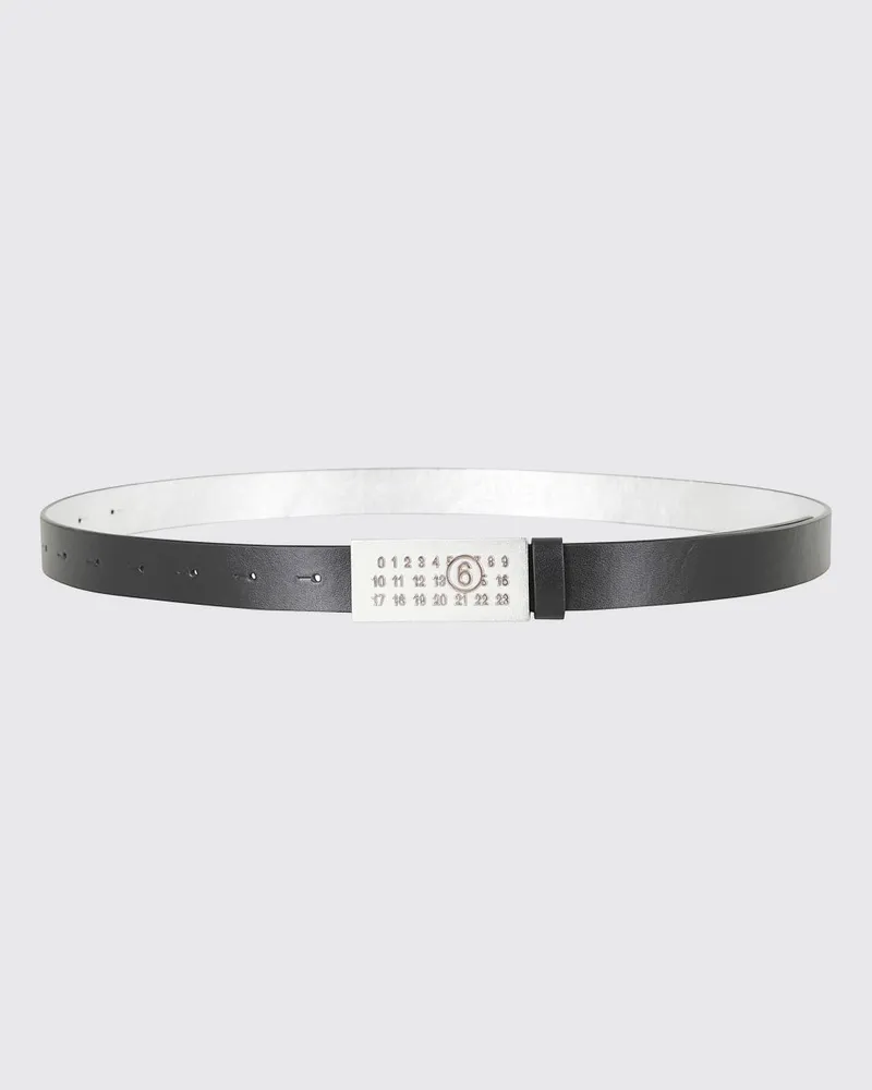 Maison Margiela Gürtel aus glattem Kalbsleder mit Numeric-Monogramm-Schnalle Schwarz