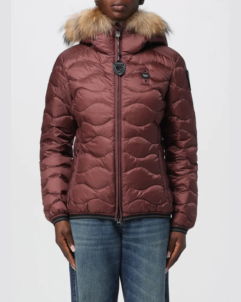 Blauer Jacke damen Burgunderrot