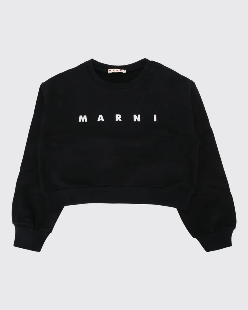 Marni Cropped-Sweatshirt aus Baumwolle für Jungen mit Kontrast-Logo Schwarz