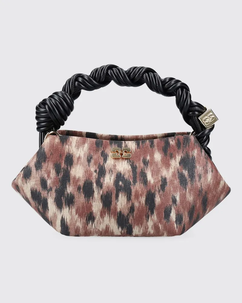 Ganni Mini Bow Tasche aus Polyester mit Animal-Print Butter