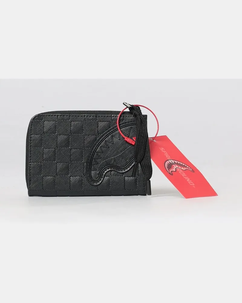 Sprayground Geldbörse aus beschichteter Baumwolle mit geprägtem Logo und Reißverschluss Schwarz