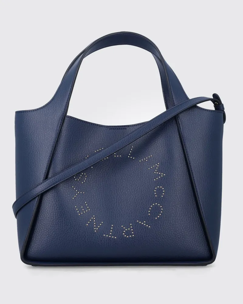 Stella McCartney Handtasche aus Polyamid mit gesticktem Logo und Etui Blau