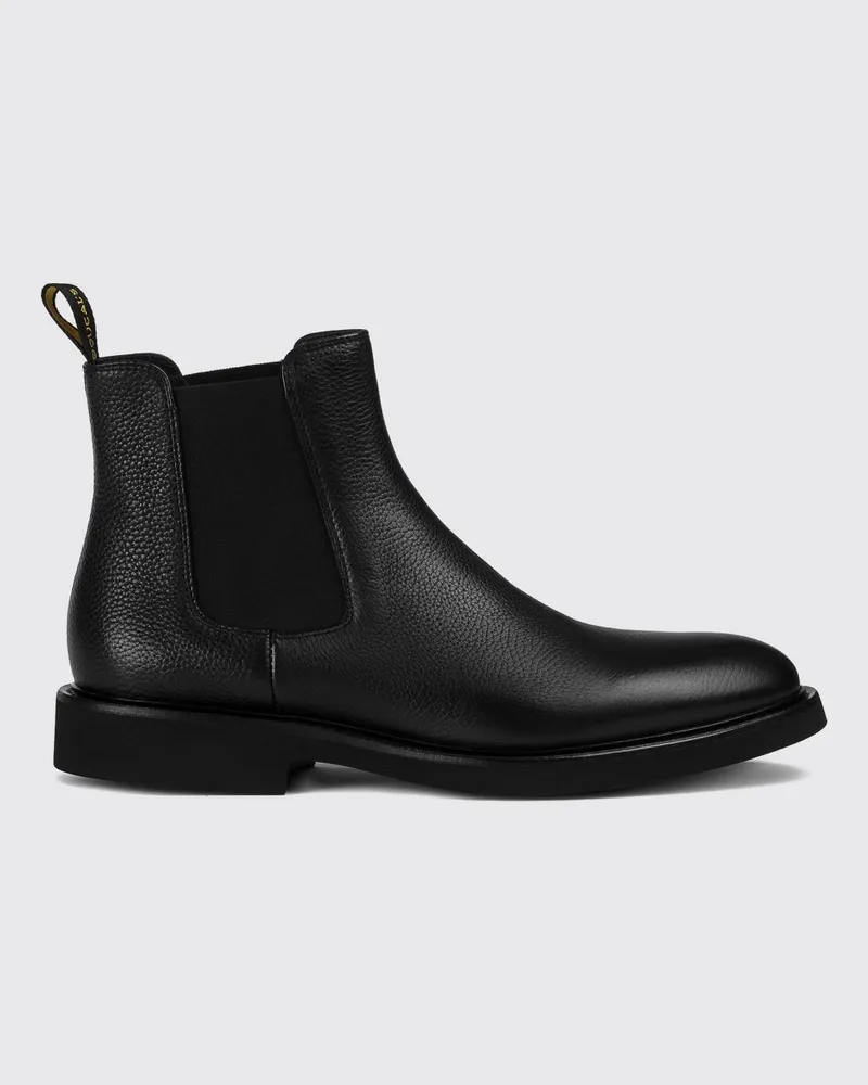 Doucal´s Chelsea-Boots aus genarbtem Kalbsleder mit hinterer Zuglasche Schwarz