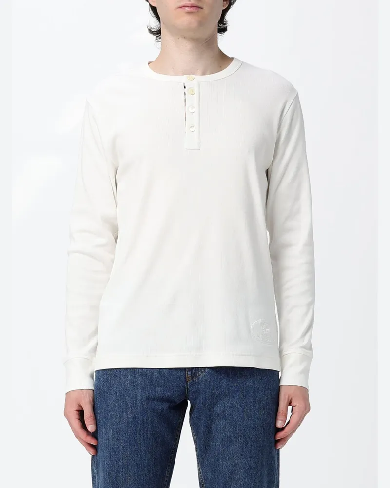 Burberry Langärmeliges Baumwoll-T-Shirt mit Rundhalsausschnitt Weiß