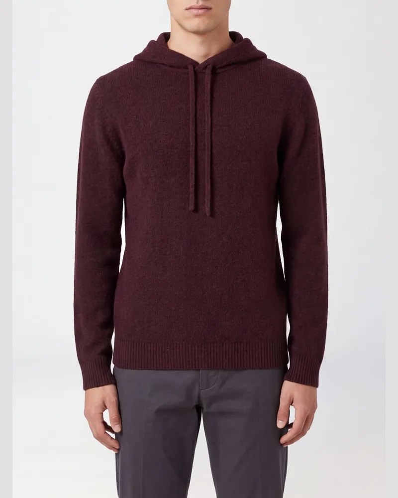 Roberto Collina Strick-Hoodie aus Merinowolle von Burgunderrot