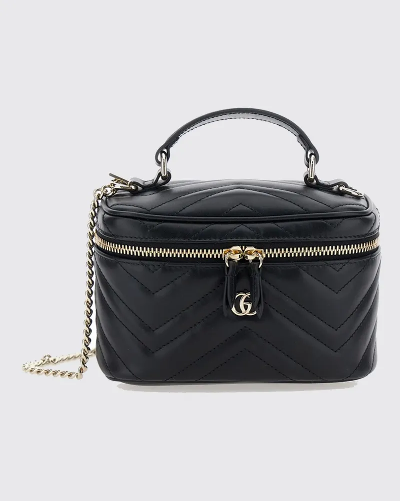 Gucci GG Marmont Mini-Handtasche aus Chevron-Matelassé-Nappaleder Schwarz