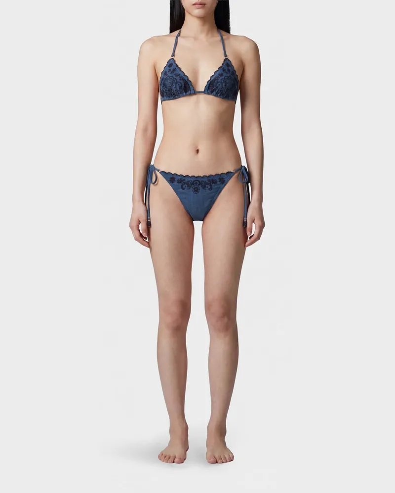Zimmermann Triangel-Bikini aus Polyamid mit gestickten Details Blau