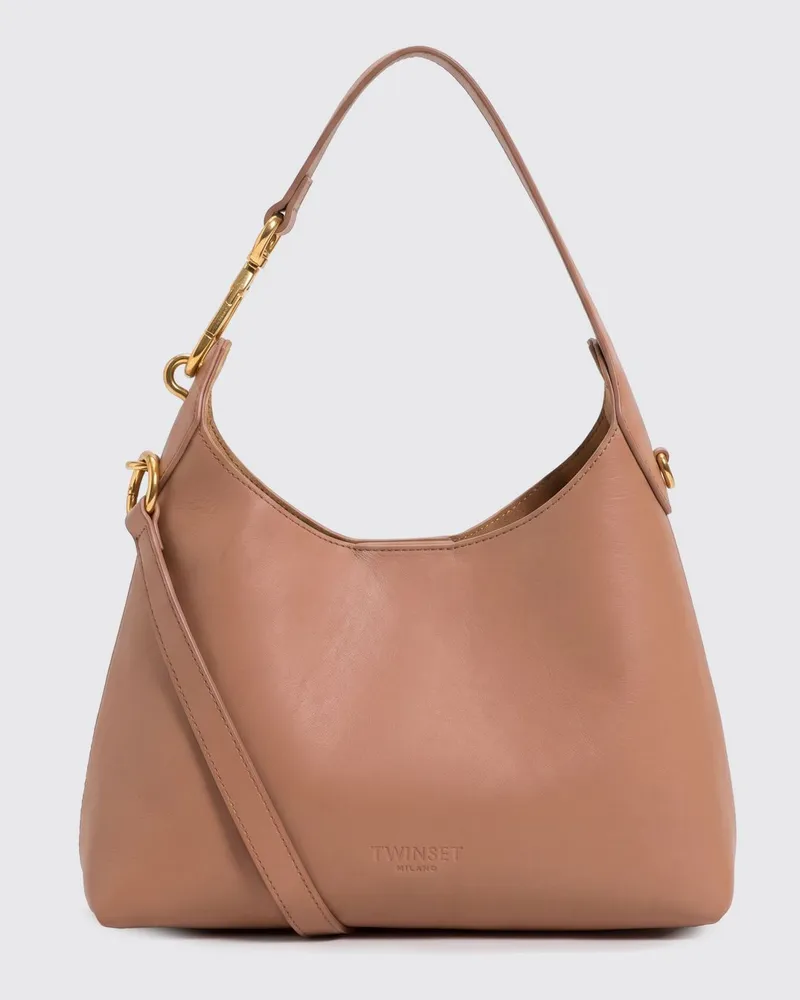 Twin-Set Hobo-Tasche aus Leder Kaffee