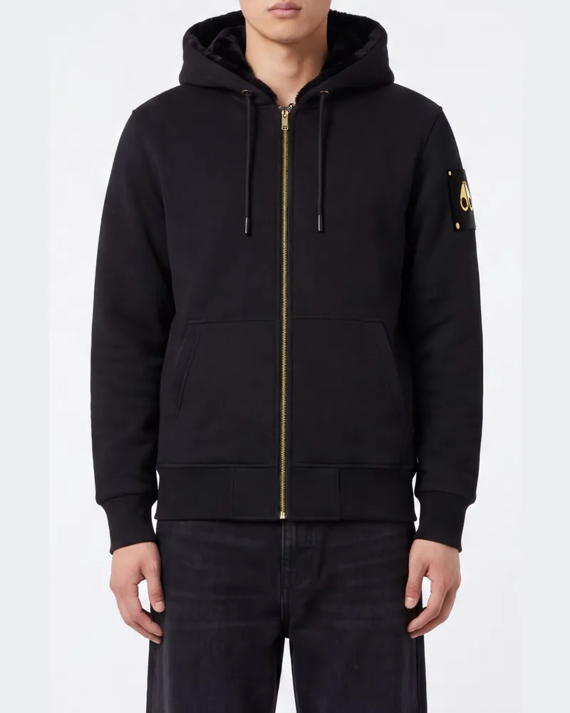 Moose Knuckles Bunny Kapuzenjacke aus Baumwollmischung mit Reißverschluss Schwarz