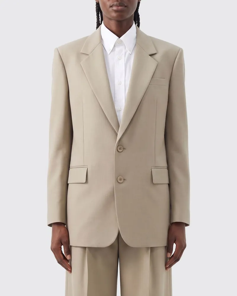 Saint Laurent Einreihiger Blazer aus Wollmischung Mustard