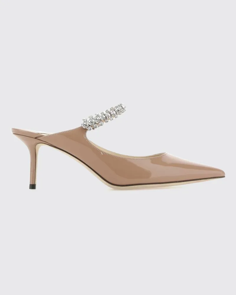 Jimmy Choo Mules aus Lackleder mit Kristallstickerei und mittlerem Absatz Pink
