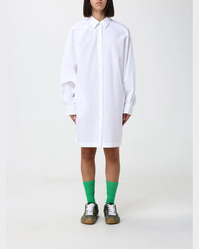 Loewe Mini-Hemdblusenkleid aus Baumwolle von mit überschnittenen Schultern Weiß