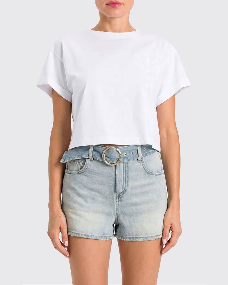 Twin-Set Bestickte Baumwoll-T-Shirts Weiß